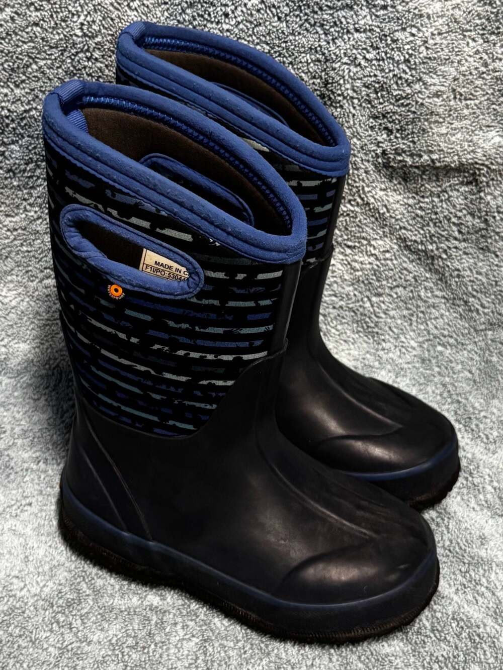 Bogs Kids Classic Stripe Waterproof Insulated Rain Boots Size 11